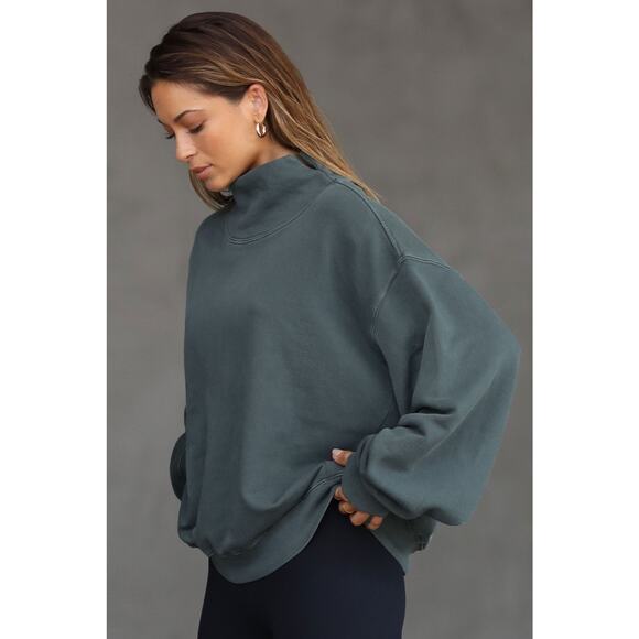 Joah Brown Turtleneck Sweatshirt Evergreen French Terry - S/M - Picture 3 of 4